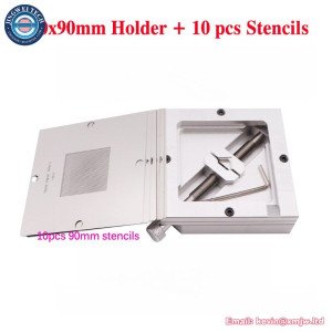 90MM Silver Aluminium BGA Reballing Station + 10pcs 90mm Stencils Template Holder Foxture Jig for BGA Reballing Kit