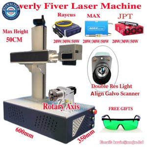 50W Raycus Fiber Laser Marking Machine Jewerly Metal Engraving Engraver With Rotary For Card Silver Gold Cutting 30W 20W Max