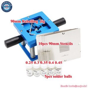 Blue BGA Reballing Kit 90*90mm Template Holder Fixture Jig with Hand Shank Gift 10/PCS 90mm Universal Stencils Solder Balls