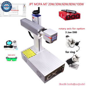 Fiber Laser Metal Marking Machine Jpt Mopa M7 20W 30w 50w 60W 80W 100W for Cutting Gold Silver with Rotary Engraving Ring Cup