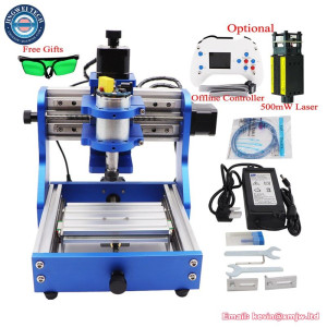 Mini Metal Frame CNC 1310 Router Laser Engraving Square Rail Desktop Assembled Pcb Milling Machine 500MW Laser Head