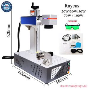 Fiber Laser Marking Machine Raycus 20W 30W 50W 70W 100W with Rotary Axis Metal Engraving Cutting Machine For Card Silver Gold