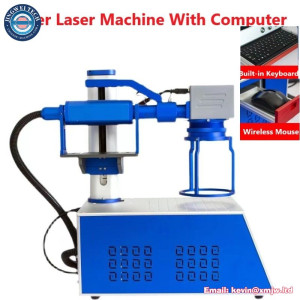 50W Raycus Fiber Laser Marking Machine With Computer Jewerly Metal Engraving Engraver With Rotary For Card Silver Gold Cutting